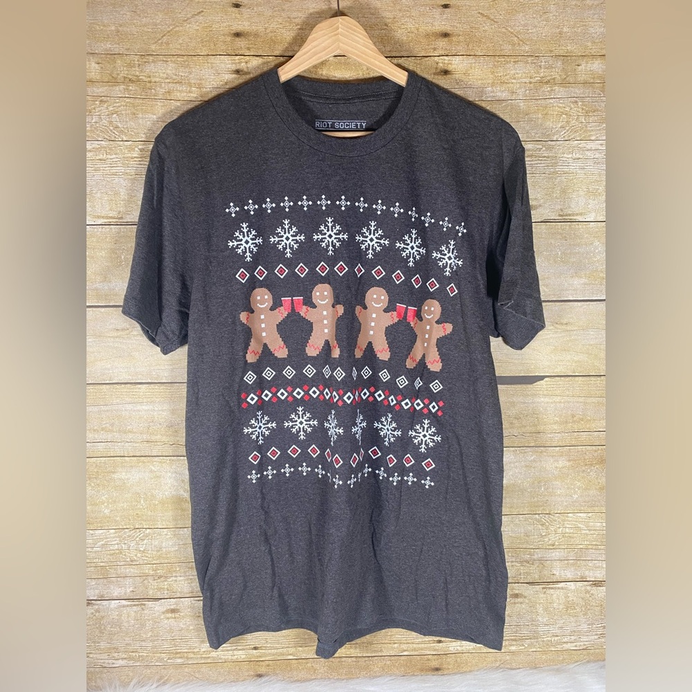Riot Society Drinking Gingerbread Mens M T-shirt Tee Christmas